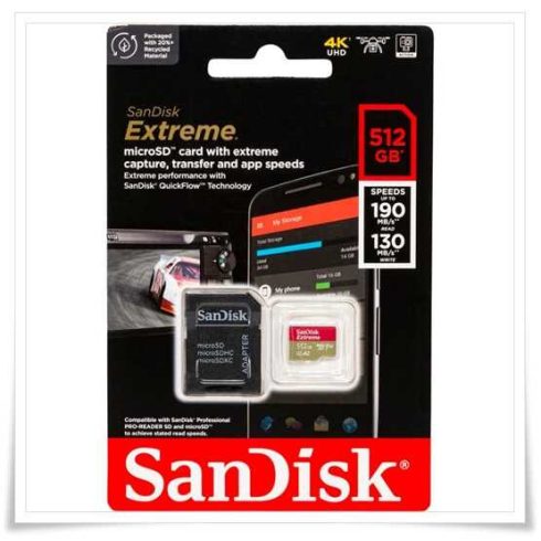 SanDisk Extreme microSDXC 512GB UHS-I/U3/A2/CL10 (SDSQXAV-512G-GN6MA/121589)